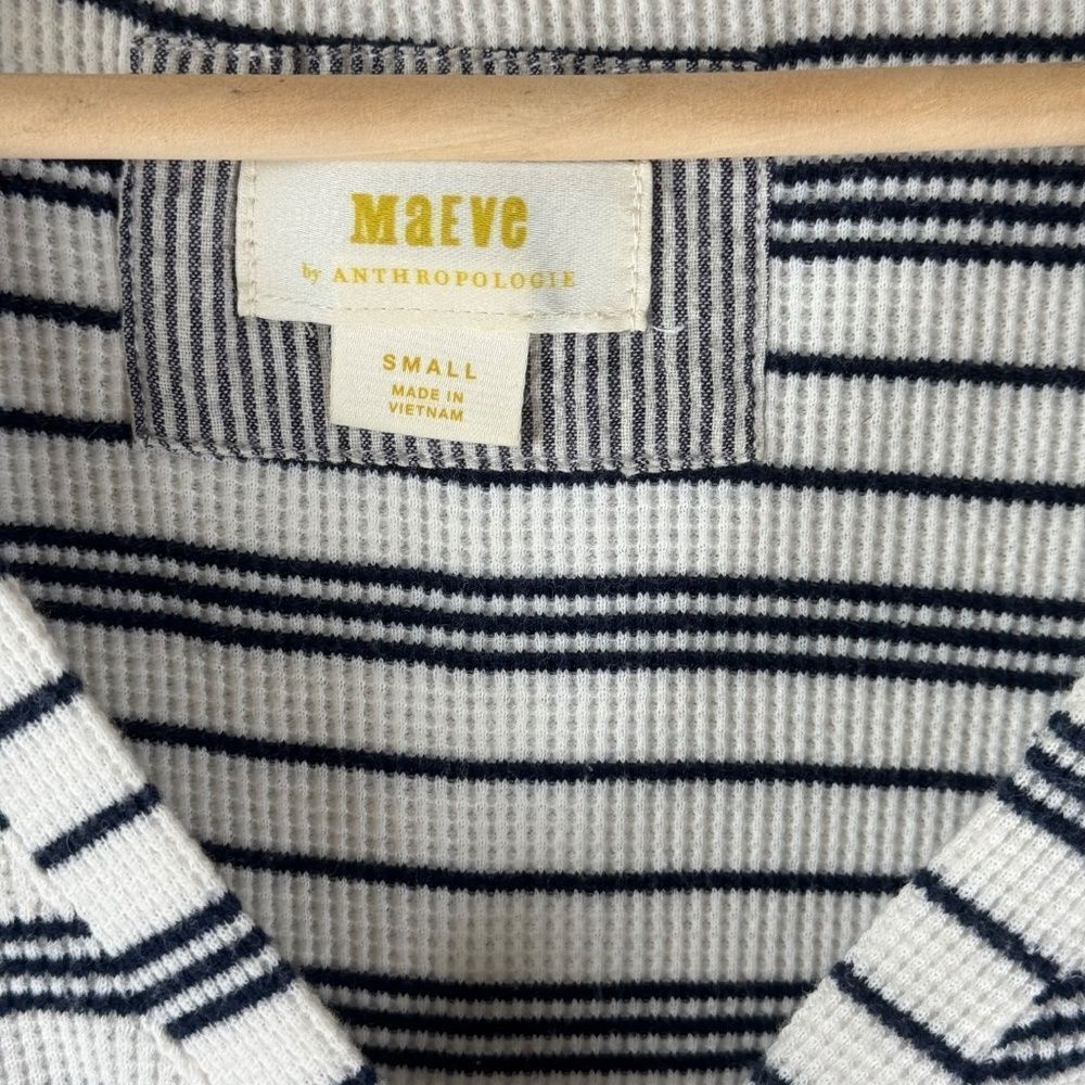 Maeve By Anthropologie Eliza Women's Henley Top Striped Waffle Knit Thermal Sz S - Picture 4 of 6